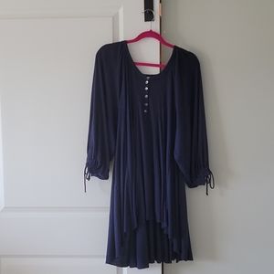 Free People dark blue ribbed tunic dress, size M